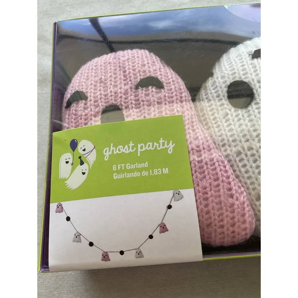 Ghost Party 6-foot garland set Pink White Crochet Halloween Decoration